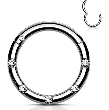 Piercing Piercing kruh segment, čiré zirkony, 1,2 x 8 mm