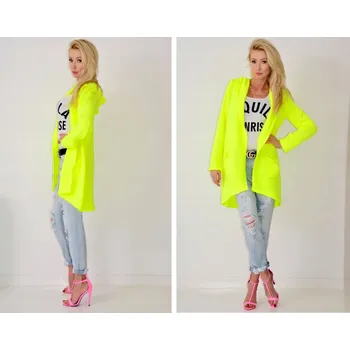 Dámské oblečení Fashionweek Pletený svetr cardigan s kapucí NEON SV044/3681 Barva: žlutý neon, Velikost: Universal