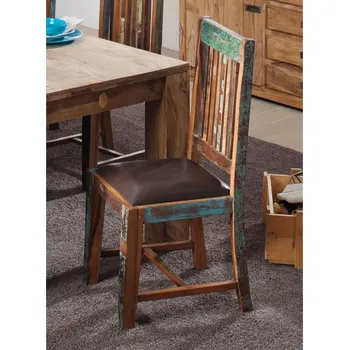 OLDTIME Jídelní židle čalouněný sedák, staré dřevo