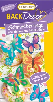 Jedlá dekorace na dort Günthart Motýlci + květy 20 ks