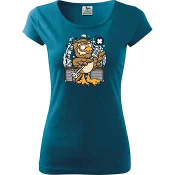 Dámské tričko Sova zpěvačka komiks - Dámské triko Pure - L ( Petrolejová )