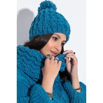 Čepice Glara Vlněná čepice s šálou 751321 modrá