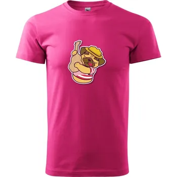 Pánská móda Mops a kytara - Klasické pánské triko vyšší gramáže - L ( Purpurová )