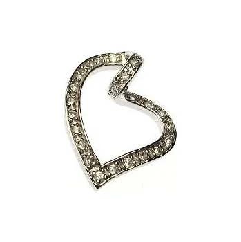 Přívěsek Stříbrný přívěsek Srdíčko 28mm osazené zirkony Rhodium Stříbro 925/1000