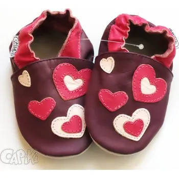 Capáčky CAPIKI Kožené capáčky - SRDÍČKA Velikost: 18-24 měsíců