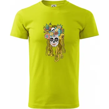 Mexická maska - žena (Pecka design) - Klasické pánské triko vyšší gramáže - 3XL ( Limetková )