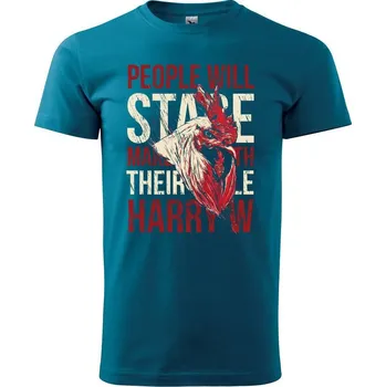 Pánské tričko Chicken stare - Klasické pánské triko vyšší gramáže - 3XL ( Petrolejová )