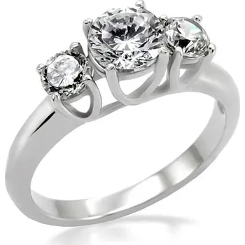 Prsten Ocelový prsten se zirkony vel. 57