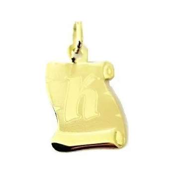 Přívěsek Zlatý přívěšek písmenko "K" na placce 24mm 0,60g Zlato 14k(585/1000)