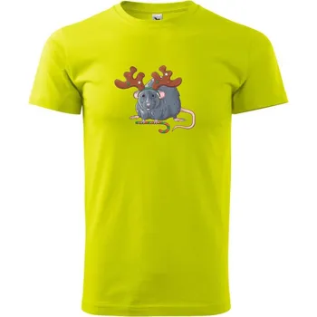 Pánské tričko Vánoční myš - Klasické pánské triko vyšší gramáže - XS ( Limetková )