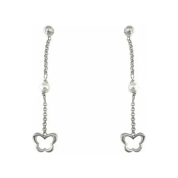 Náušnice Stříbrné náušnice s perličkami a motýlky