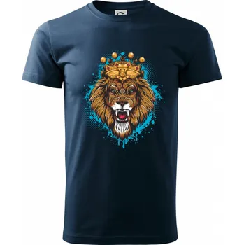 Pánské oblečení Lev kreslený s korunou - Klasické pánské triko vyšší gramáže - M ( Námořní modrá (velmi tmavá - téměř černá) )