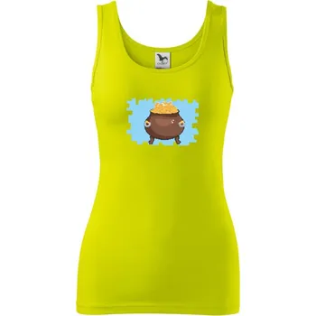 Dámské tričko Gamer - stará hra - hrnec zlata - Dámské tílko - 2XL ( Limetková )