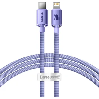 Datový kabel Baseus Crystal Shine kabel USB-C PD / Apple Lightning 1,2m / 20W violet
