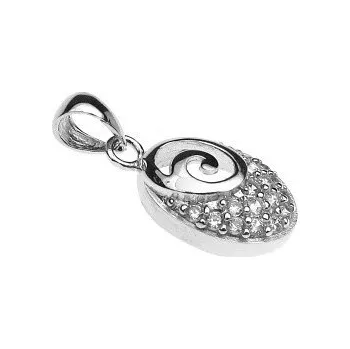 Přívěsek Stříbrný přívěsek oválek 22mm se zirkony Rhodium Stříbro 925/1000