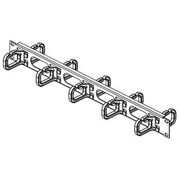 Serverovna CONTEG 19" vyvazovací panel 1U, oboustranný, plastové třmeny 40x50mm, černý (DP-VP-P2-H) - 21.01.0840