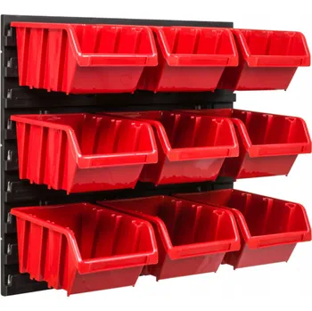 ProfiGaráž Stěna na nářadí 39 x 39cm + 9 boxů RED