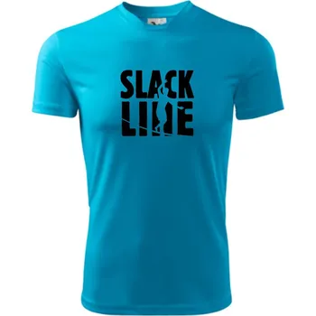Slackline nápis - Pánské triko Fantasy sportovní (dresovina) - L ( Světlý tyrkys )