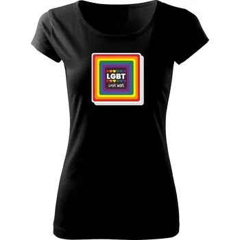 Dámské tričko Love wins čtverec - Dámské triko Pure - XS ( Černá )