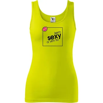 Dámské tričko Jsem sexy a vím to ve čtverci - Dámské tílko - XL ( Limetková )