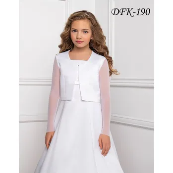 Dívčí šaty Dětský saténový svatební kabátek s tylovými rukávy DFK-190 Barva: černá, Vybraná velikost: velikost 158