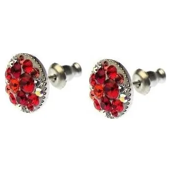 Náušnice Náušnice se Swarovski Elements Rhodium kolečka červená