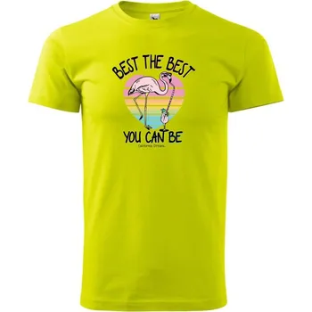 Pánské tričko Best the best plameňák - Klasické pánské triko vyšší gramáže - M ( Limetková )