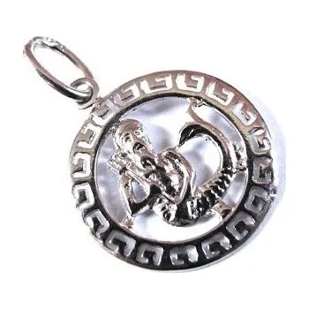 Přívěsek Stříbrný přívěsek kolečko znamení VODNÁŘ Rhodium Stříbro 925/1000