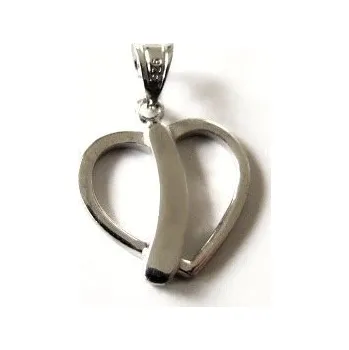 Přívěsek Stříbrný přívěšek srdíčko 20mm Rhodium Stříbro 925/1000