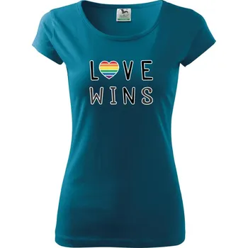 Dámské tričko Love wins nápis - Dámské triko Pure - 2XL ( Petrolejová )