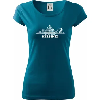 Dámské tričko Helsinki - město s nápisem - Dámské triko Pure - 2XL ( Petrolejová )