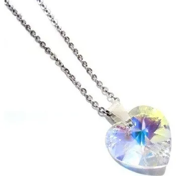 Náhrdelník Stříbrný náhrdelník SRDCE Swarovski Crystal AB 45 cm