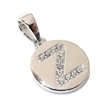 Přívěsek Stříbrný přívěšek písmenko "Z" v kolečku se zirkony Rhodium Stříbro 925/1000