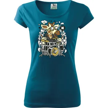 Žirafa bubeník - Dámské triko Pure - L ( Petrolejová )