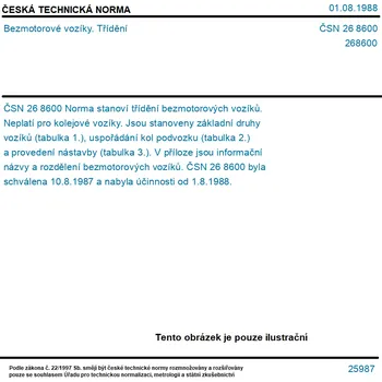 ČSN 26 8600 - Bezmotorové vozíky. Třídění - Tisk