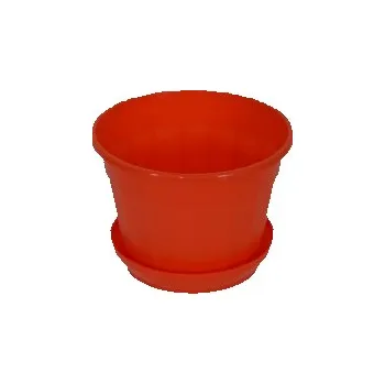 Květináč INJETON PLAST Plastový květináč s miskou 13 cm oranžová