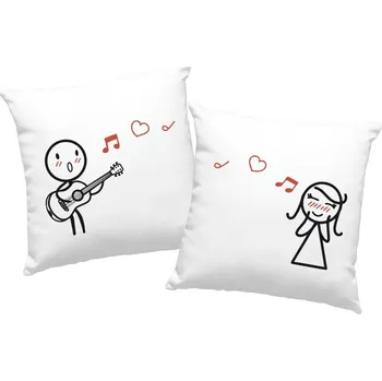 Dekorativní polštářek Polštáře pro zamilované Hudba, Barva Bílá, Velikost 40×40 cm, Canvas Dva polštářky Bezvatriko.cz 0977