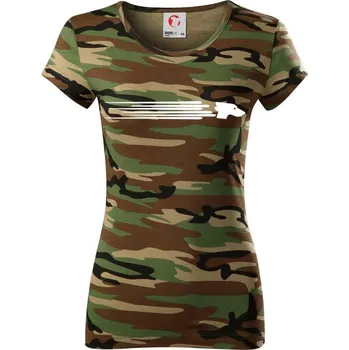 Dámské tričko Chrt rychlý - Dámské maskáčové triko - XS ( Hnědý maskáč )