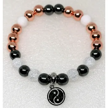 Náramek TŘPITIVÝ SEN - mix hematitu a pukaný křišťál (s chirurgickou ocelí)