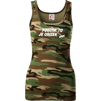 Dámské tričko Podzim to je oříšek - Dámské Maskáčové tílko - XL ( Hnědý maskáč )