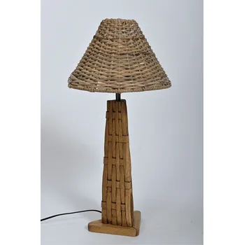 Stojací lampa Hitra Dřevěná lampa PHUKET, vč. stínidla