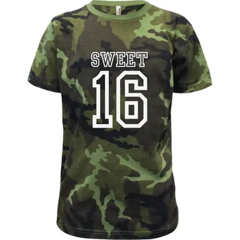 Chlapecké oblečení Sweet 16 - Dětské maskáčové triko - 134 cm/8 let ( Zelený maskáč )