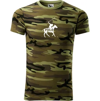 Pánské tričko Polo kůň nápis - Army CAMOUFLAGE - L ( Zelený maskáč )
