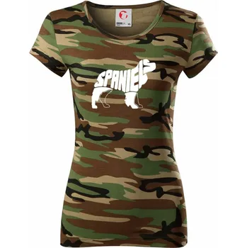 Dámské tričko Kokršpaněl - Dámské maskáčové triko - L ( Hnědý maskáč )