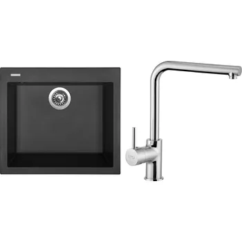 Kuchyňský dřez Set Sinks (dřez Cube 560 Pureblack 26 + baterie Elka Chrom - lesklý) CU56026ELCL