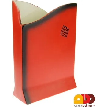 Váza Hranatá keramická váza červená (Designová ručně vyrobená váza z keramiky)