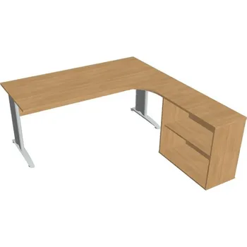 Kancelářský vozík HOBIS kancelářský stůl pracovní, sestava levá - CE 1800 H L, dub + doprava zdarma