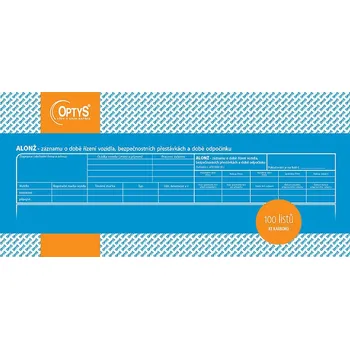 OP 1175 Alonž záznamu o době řízení vozidla a bezpečnost.přestávkach 'košilka' 29,7 x 14cm 100 l