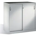 Dílenská skříň typ Cabo, s posuvnými dveřmi, 2 vložné police, Š 1200 mm, H 600 mm, V 1200 mm, šedá