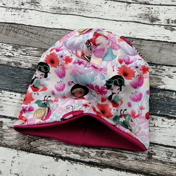 Kojenecká čepice Yháček Šmoulí čepička Yháček, oboustranná, Luční víly Velikost:: XS